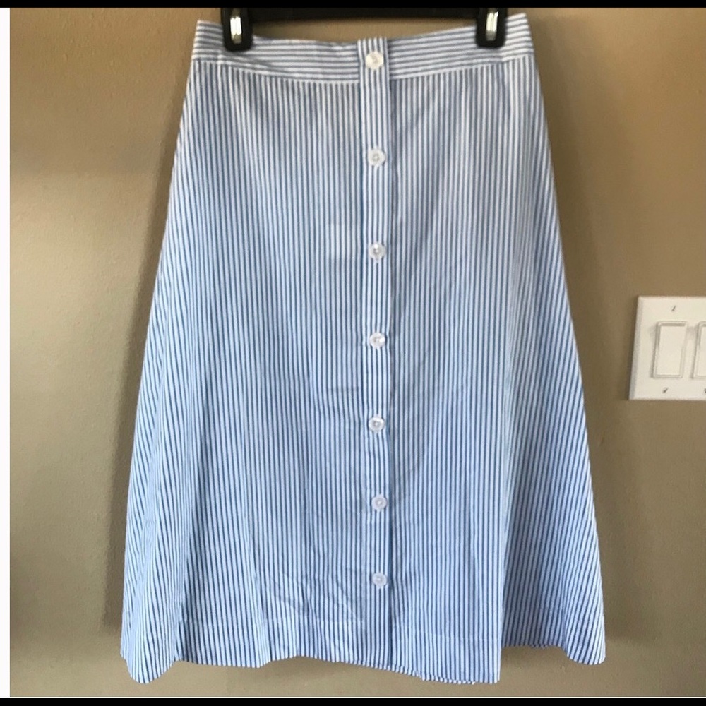 A New Day Striped Blue & White Button Aline Skirt